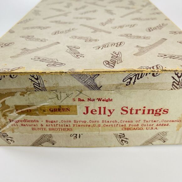 BUNTE Brothers Jelly Strings Candy BOX VTG Advertising 5 lb FACTORY Chicago - Picture 1 of 12